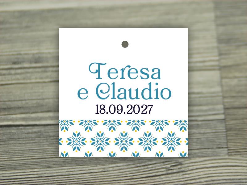 Biglietto Bomboniera Quadrato  MAIOLICHE