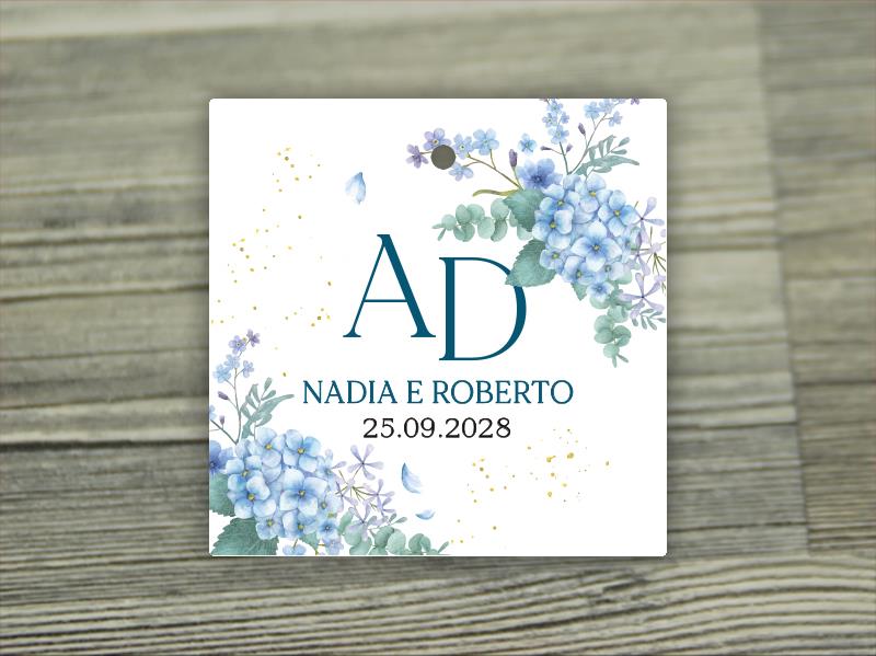 Biglietto Bomboniera Quadrato  ORTENSIE