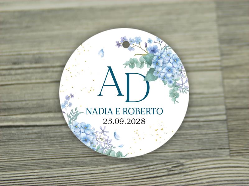 Biglietto Bomboniera Tondo  ORTENSIE