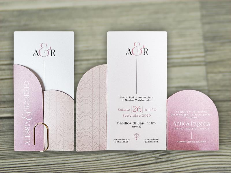 Partecipazione di Matrimonio Rosa  PALETTE