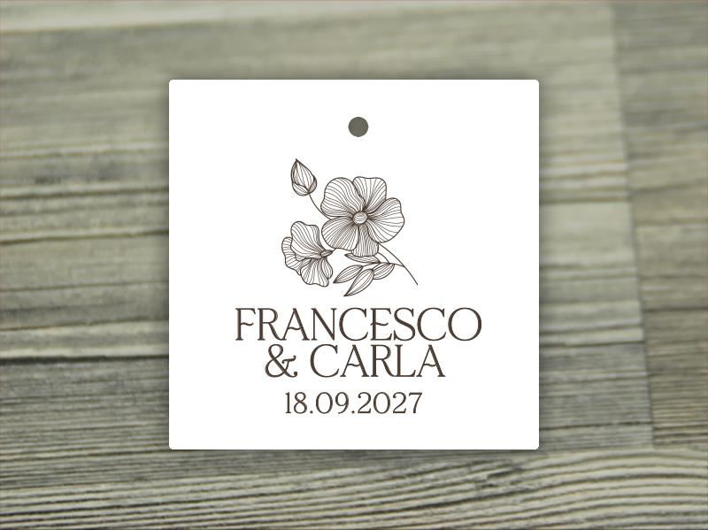 Biglietto Bomboniera Quadrato  TULIPANI