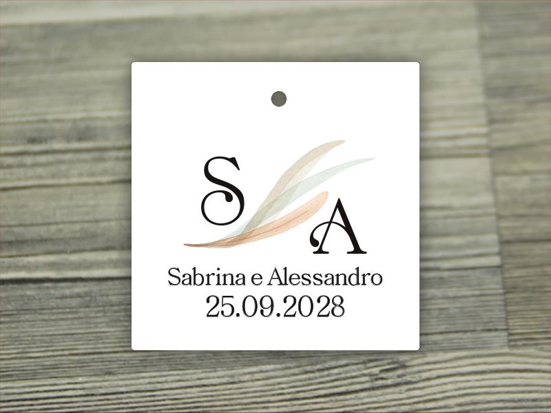 Biglietto Bomboniera Quadrato  PIUME