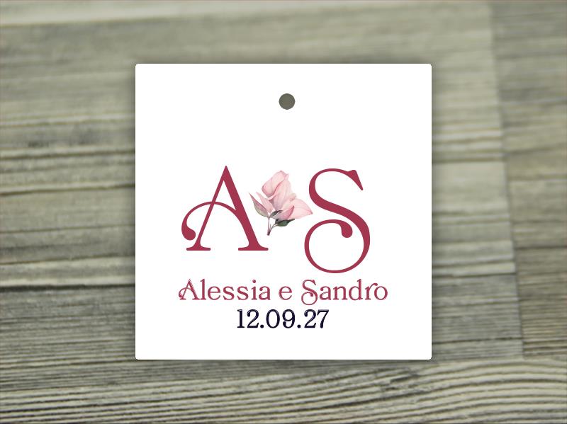 Biglietto Bomboniera Quadrato  ROSE