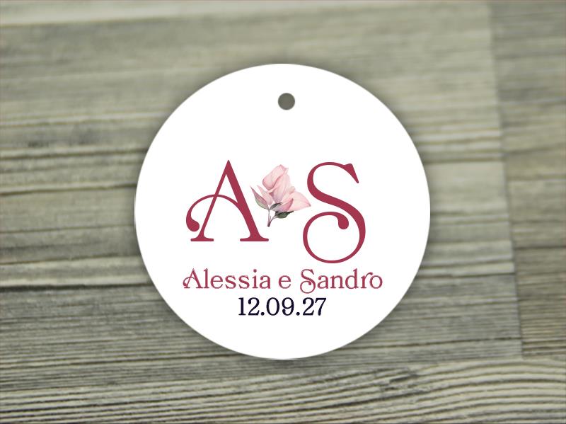 Biglietto Bomboniera Tondo  ROSE