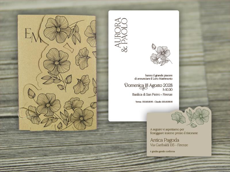 Partecipazione di Matrimonio kraft  TULIPANI