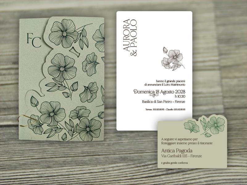 Partecipazione di Matrimonio verde  TULIPANI